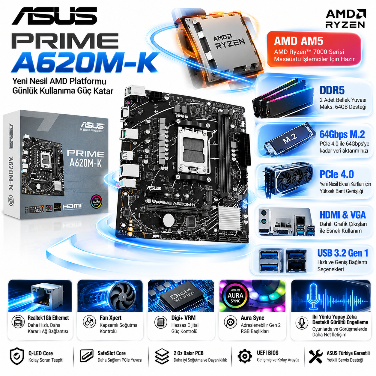 ASUS PRIME A620M-K 2xDDR5 anakart