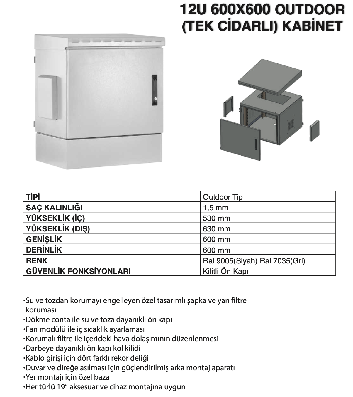 12u 60x60 tek çidar outdoor