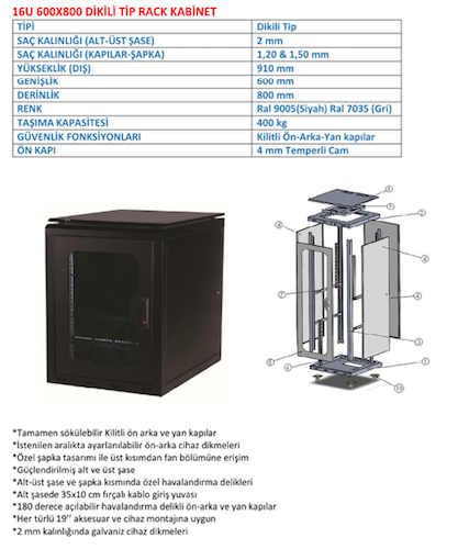 16U 600x800 Kabinet Fiyat