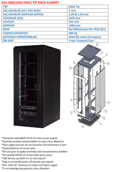 42U 600x1000 Kabinet Fiyat