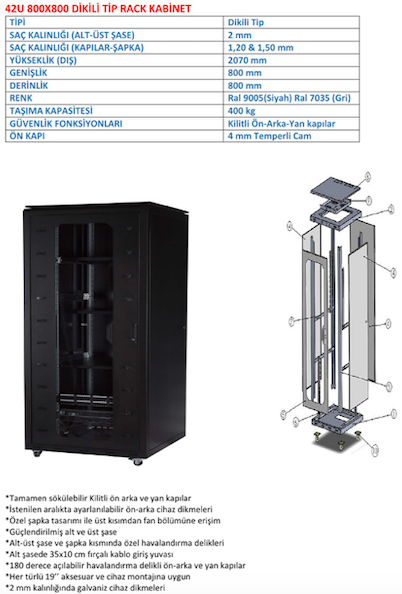 42U 800x800 Kabinet Fiyat
