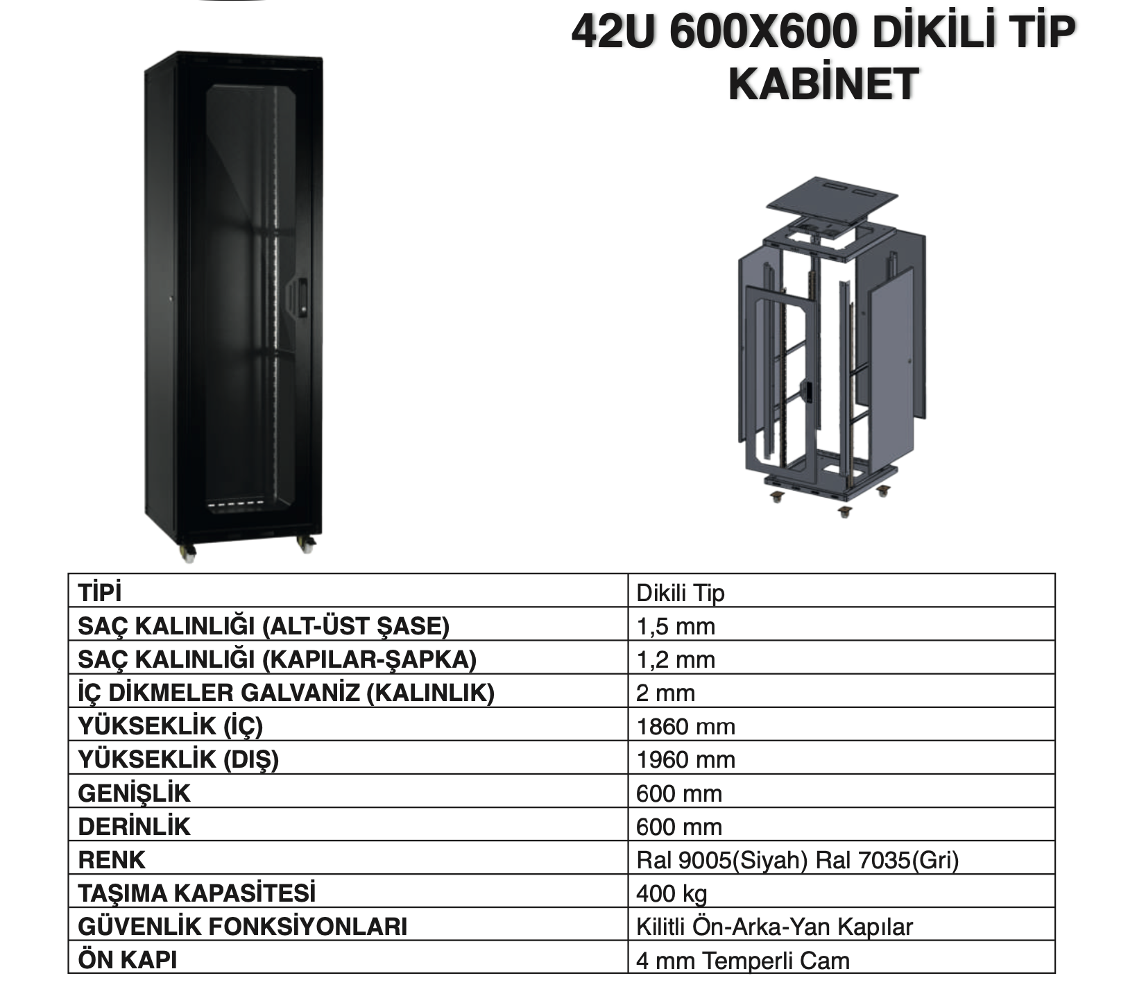 42U 600x600 Dikili Tip Kabinet