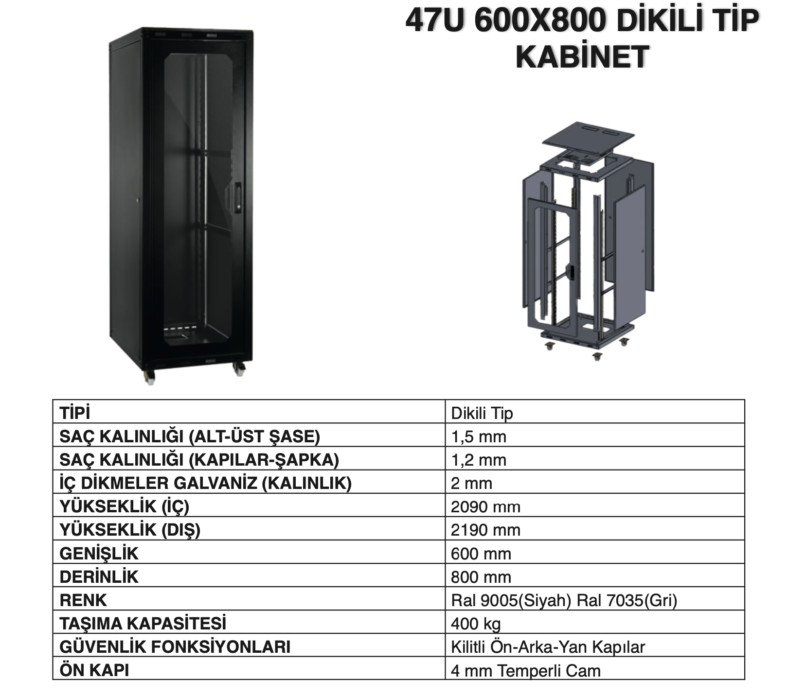 47u 600x800 Rack Kabinet