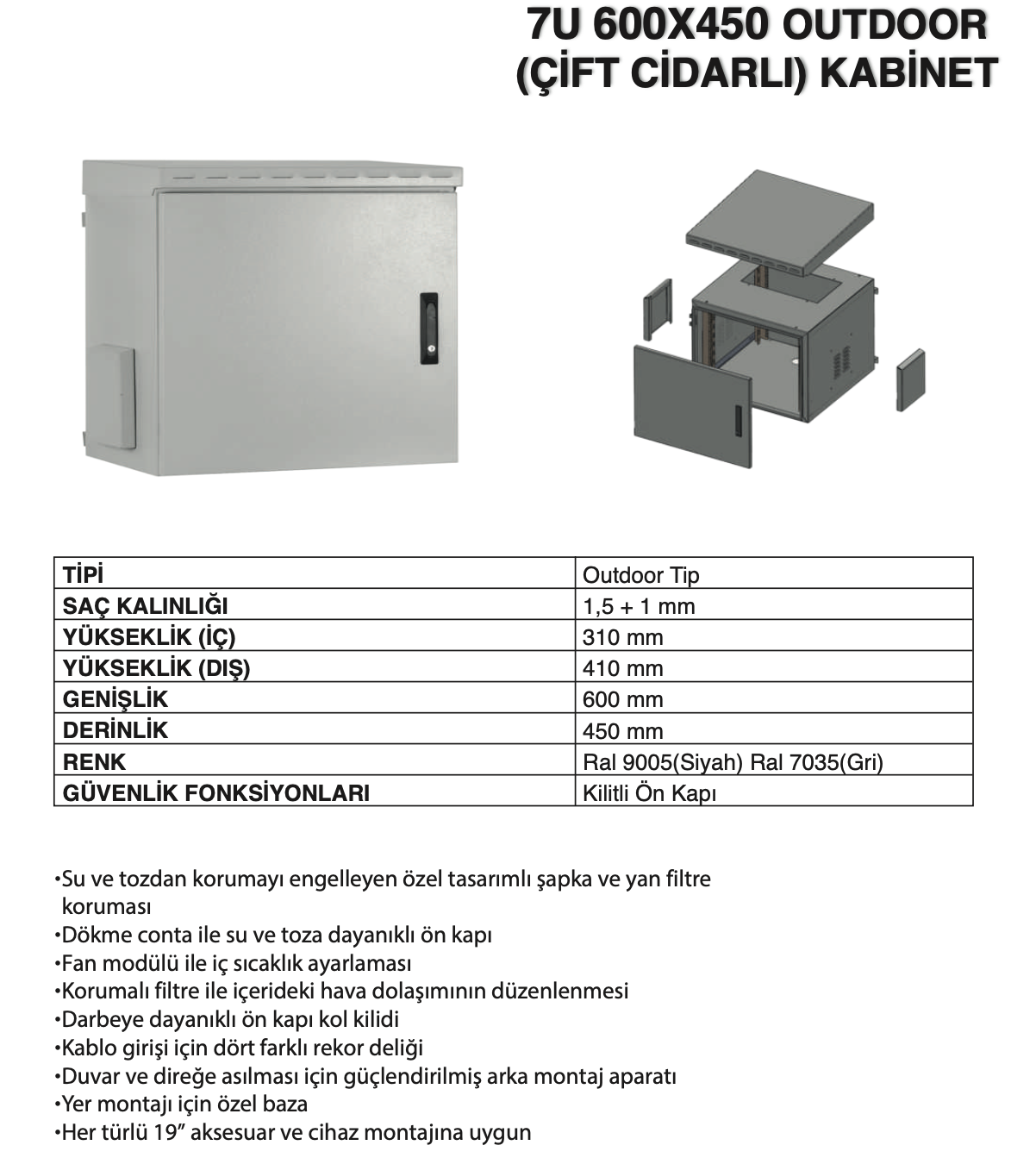 7u 600c450 outdoor çift cidar