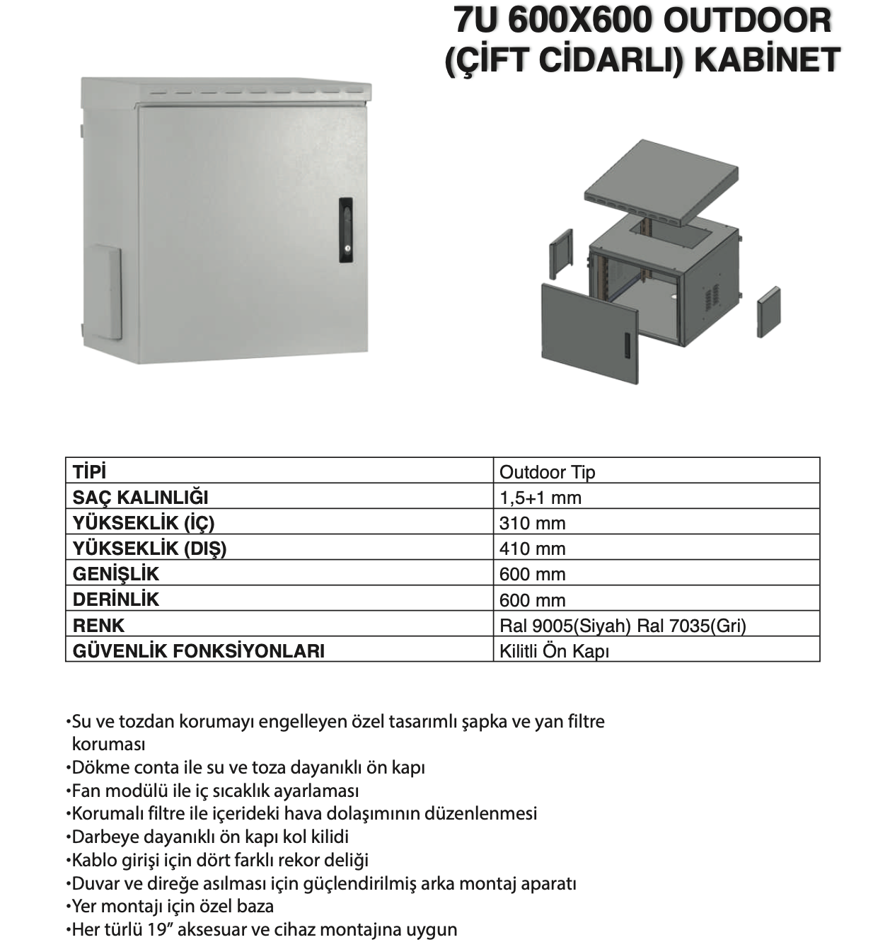 7u 600x600 outdoor çift cidar