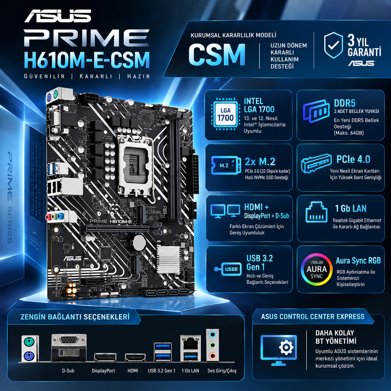 ASUS PRIME H610M-E-CSM anakart fiyat