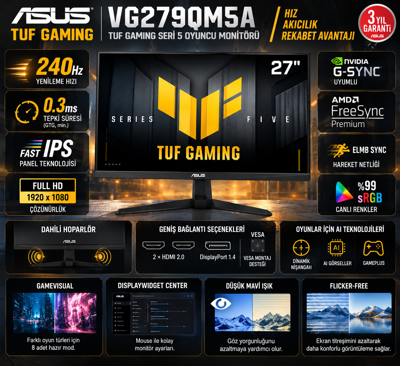 ASUS TUF GAMING VG279QM5A monitör
