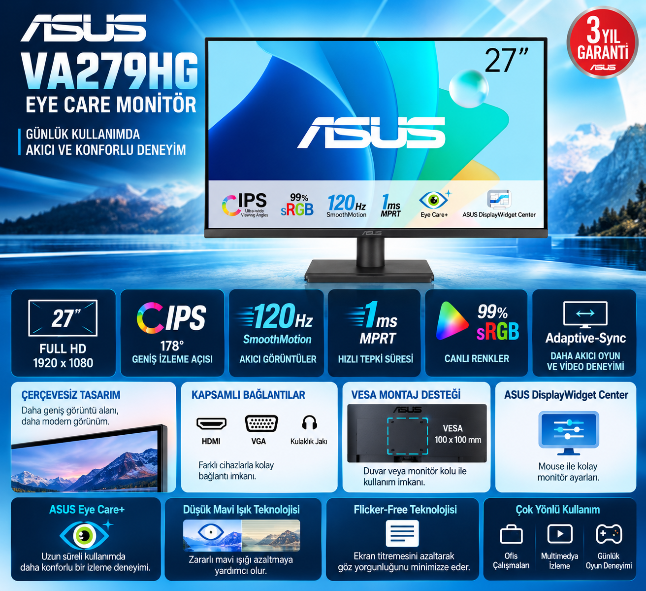 ASUS VA279HG 27 monitör