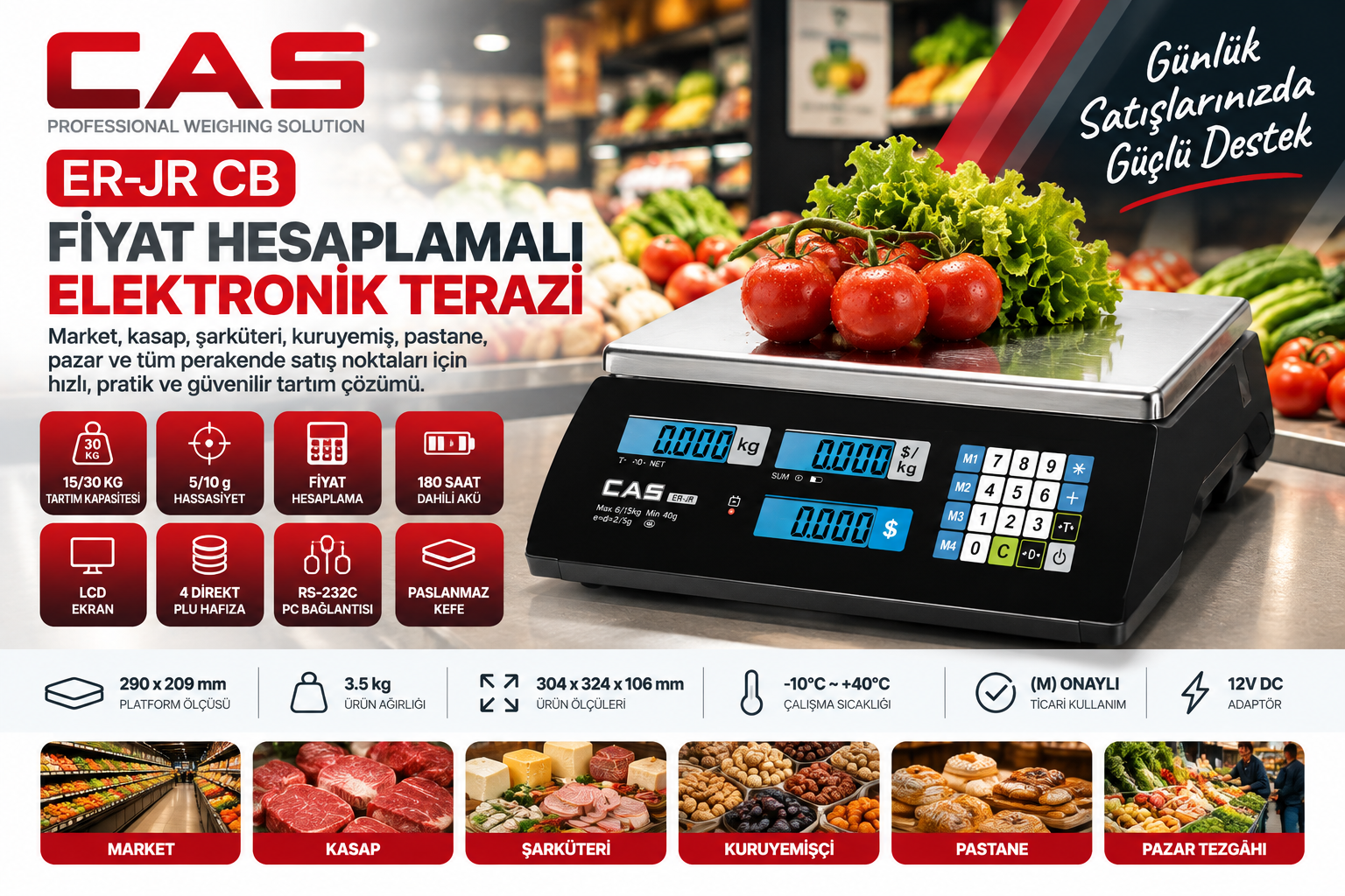 CAS ER-JR CB 30KG ELEKTRONİK TERAZİ
