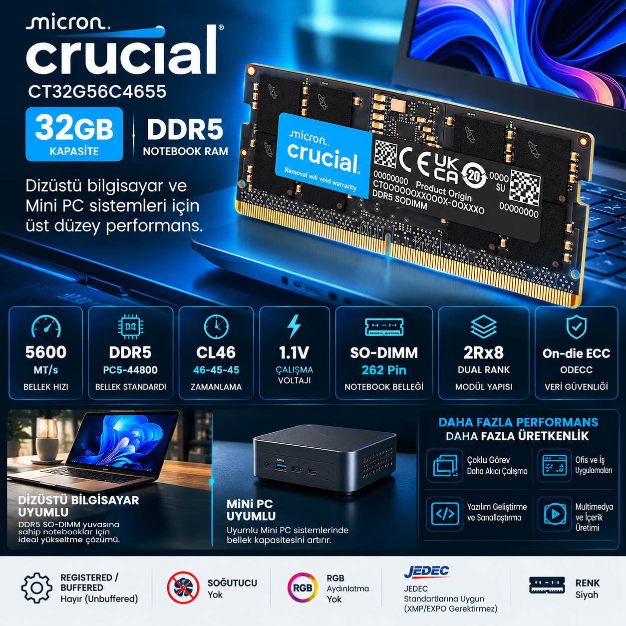 CRUCIAL 32GB 5600MHz DDR5 CRUCIAL 32GB 5600MHz DDR5