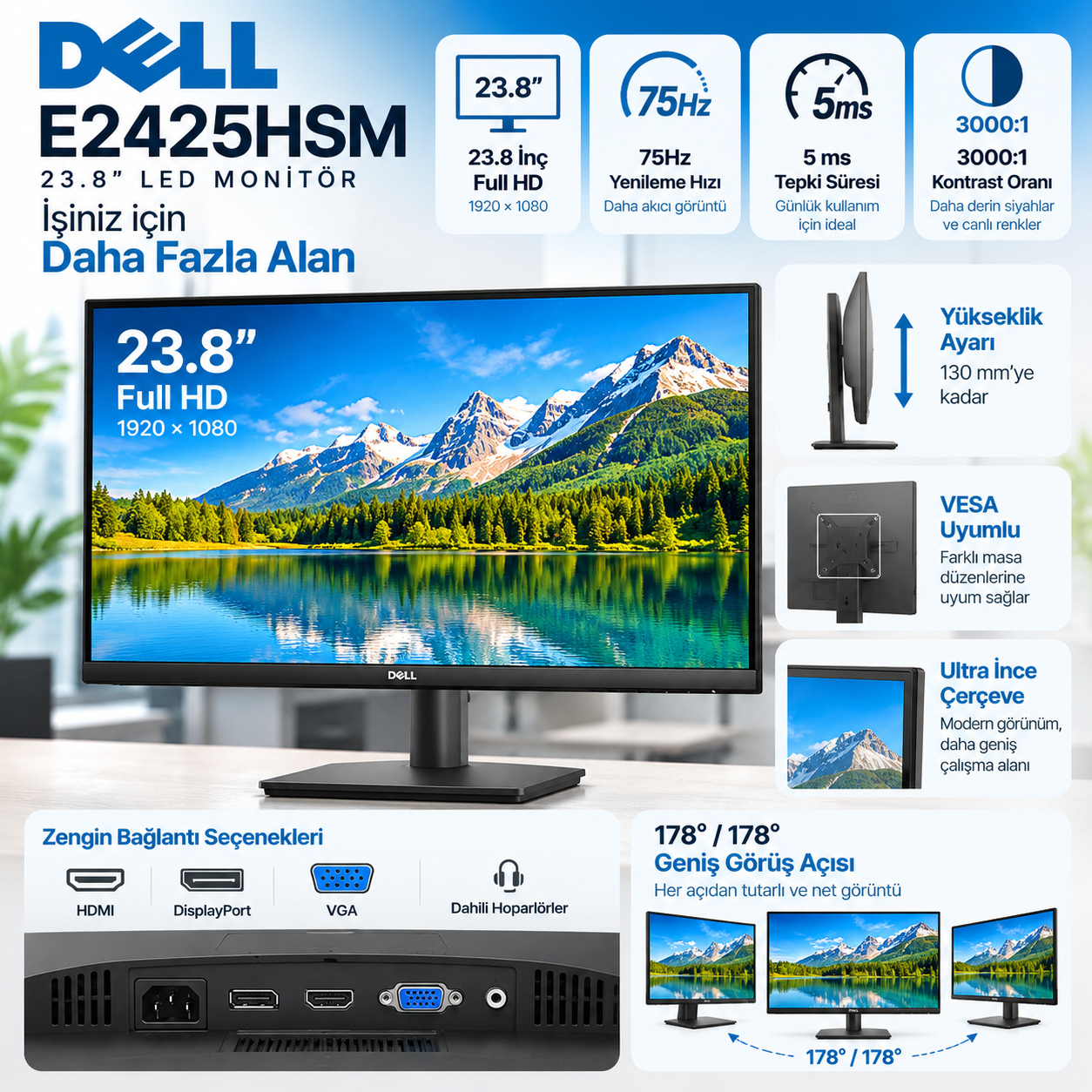 DELL E2425HSM 23.8 inç monitör