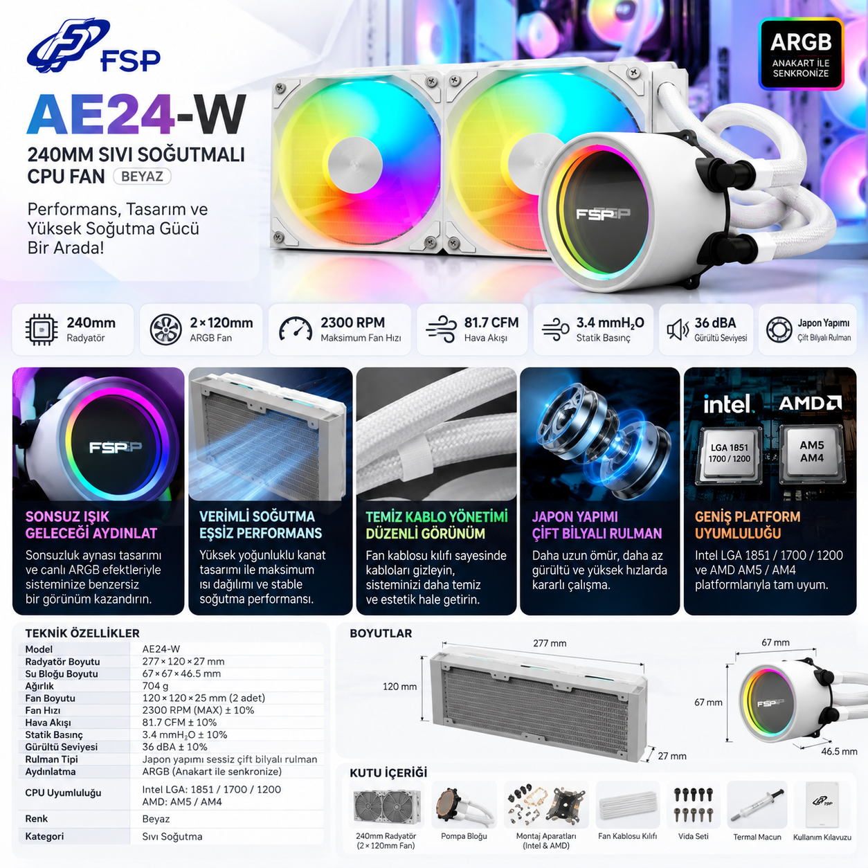 FSP AE24-W cpu fan fiyatları