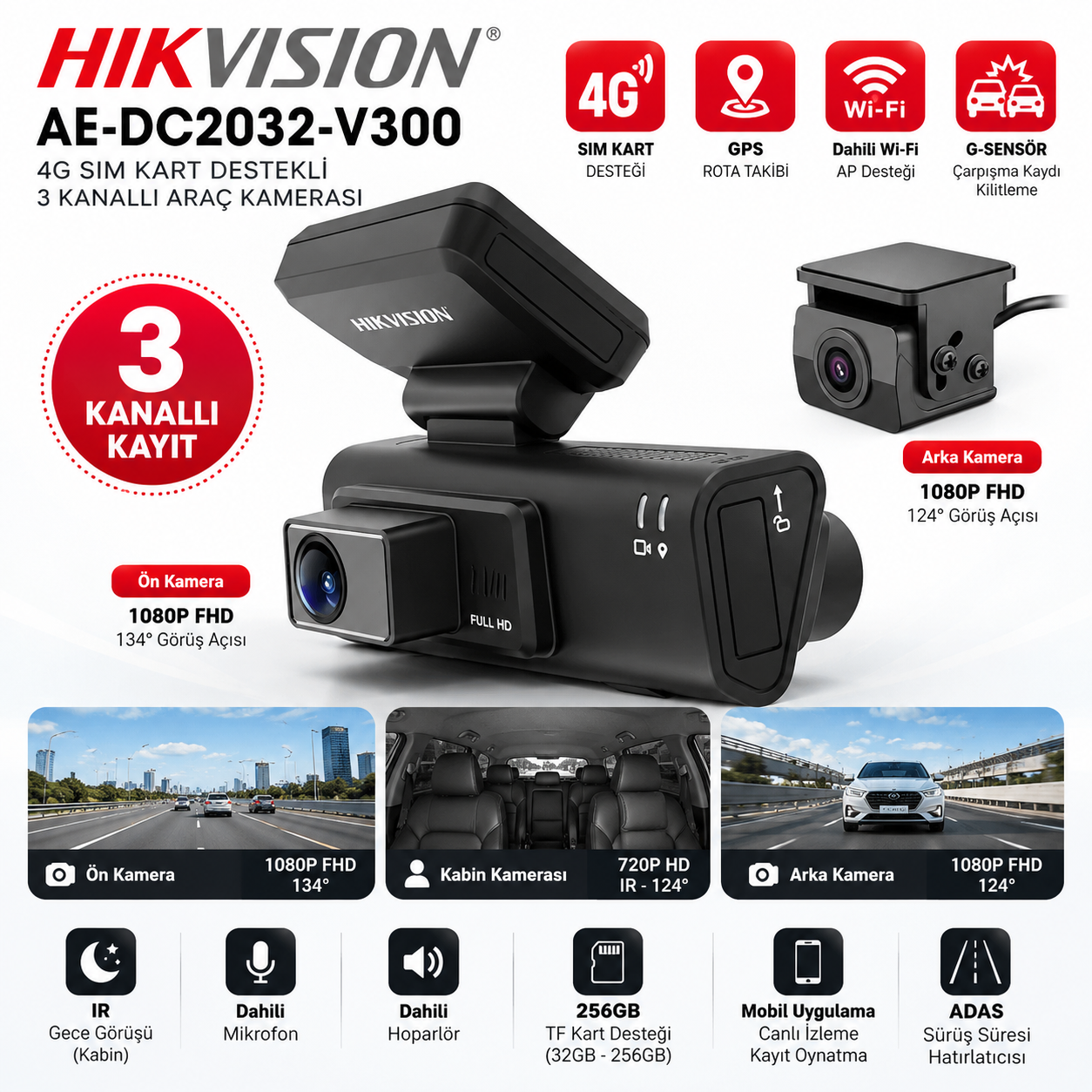 HIKVISION AE-DC2032-V300 araç kamerası