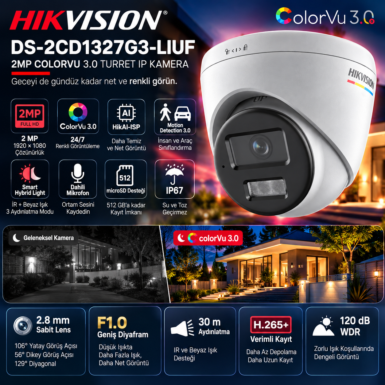 HIKVISION DS-2CD1327G3-LIUF 2MP ip kamera