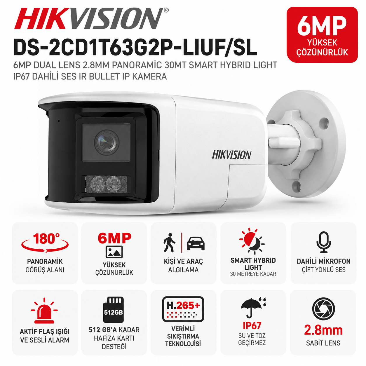 HIKVISION DS-2CD1T63G2P-LIUF/SL 6MP ip kamera