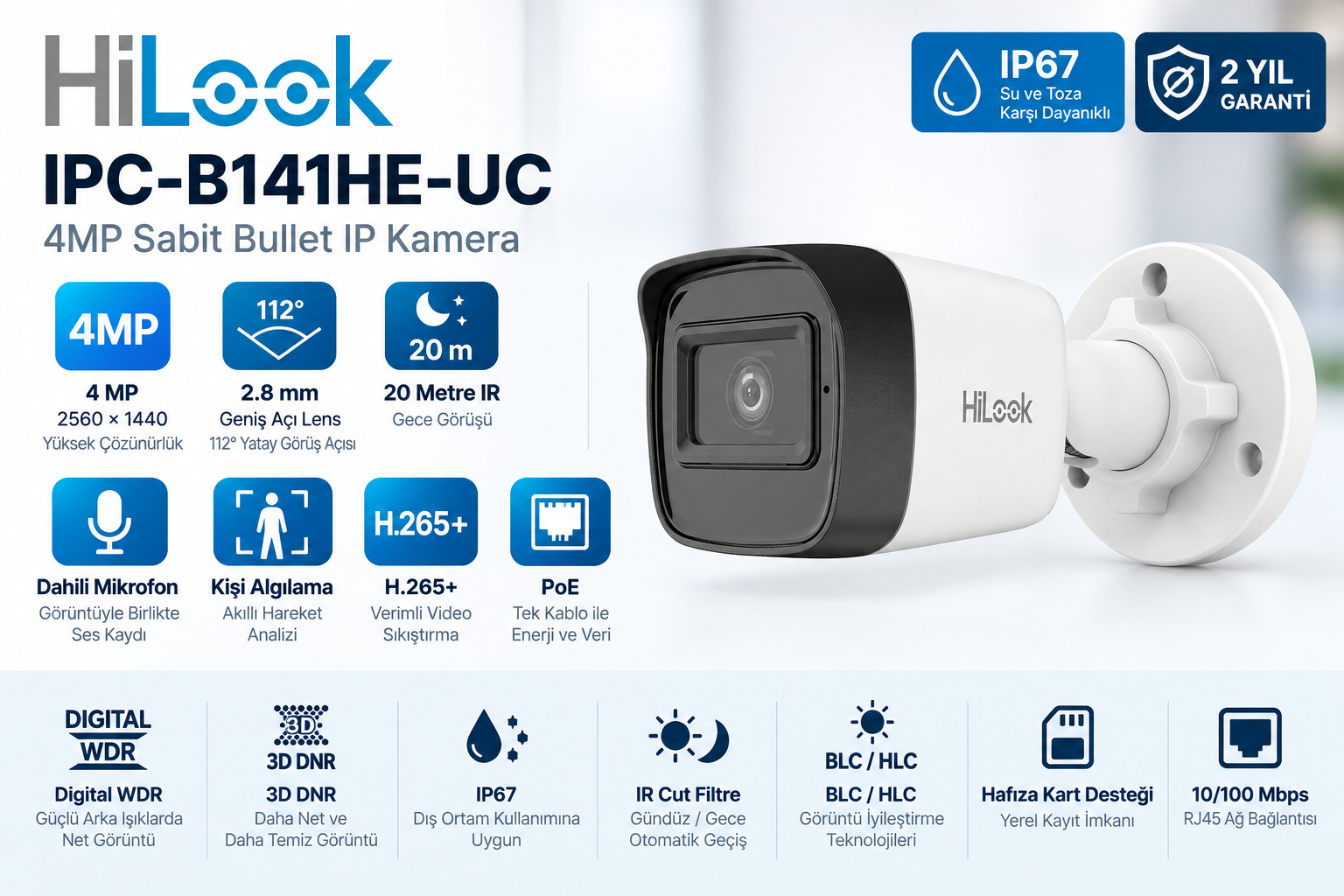 HILOOK IPC-B141HE-UC 4MP ip kamera fiyat