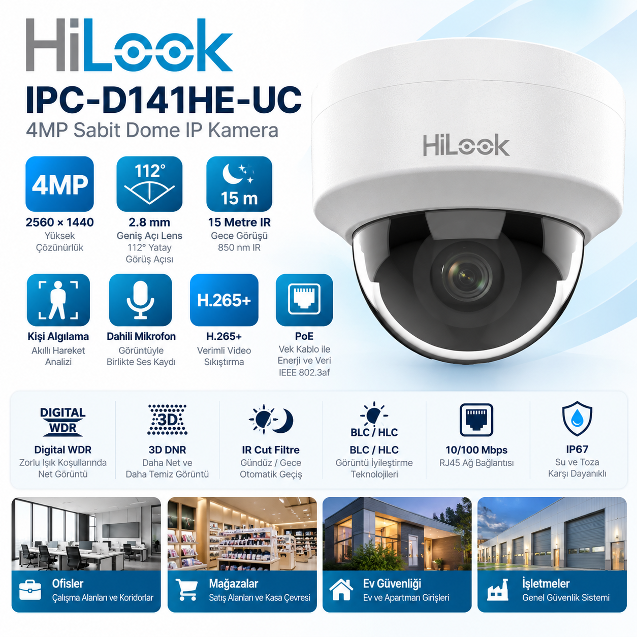 HILOOK IPC-D141HE-UC 4MP dome kamera fiyat