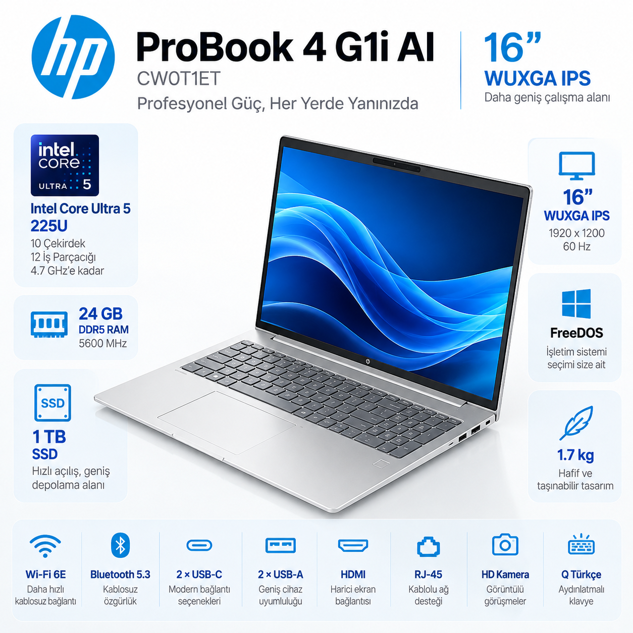 HP PROBOOK 4 G1i AI CW0T1ET ULTRA 5 notebook fiyat