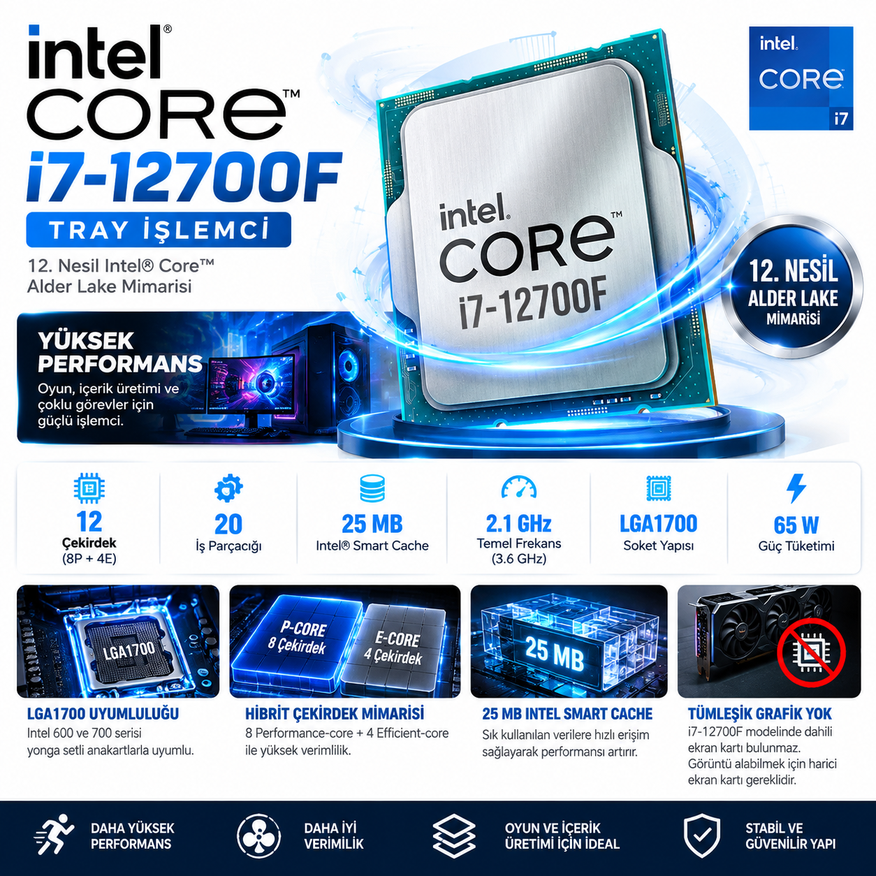 INTEL ALDER LAKE I7-12700F işlemci