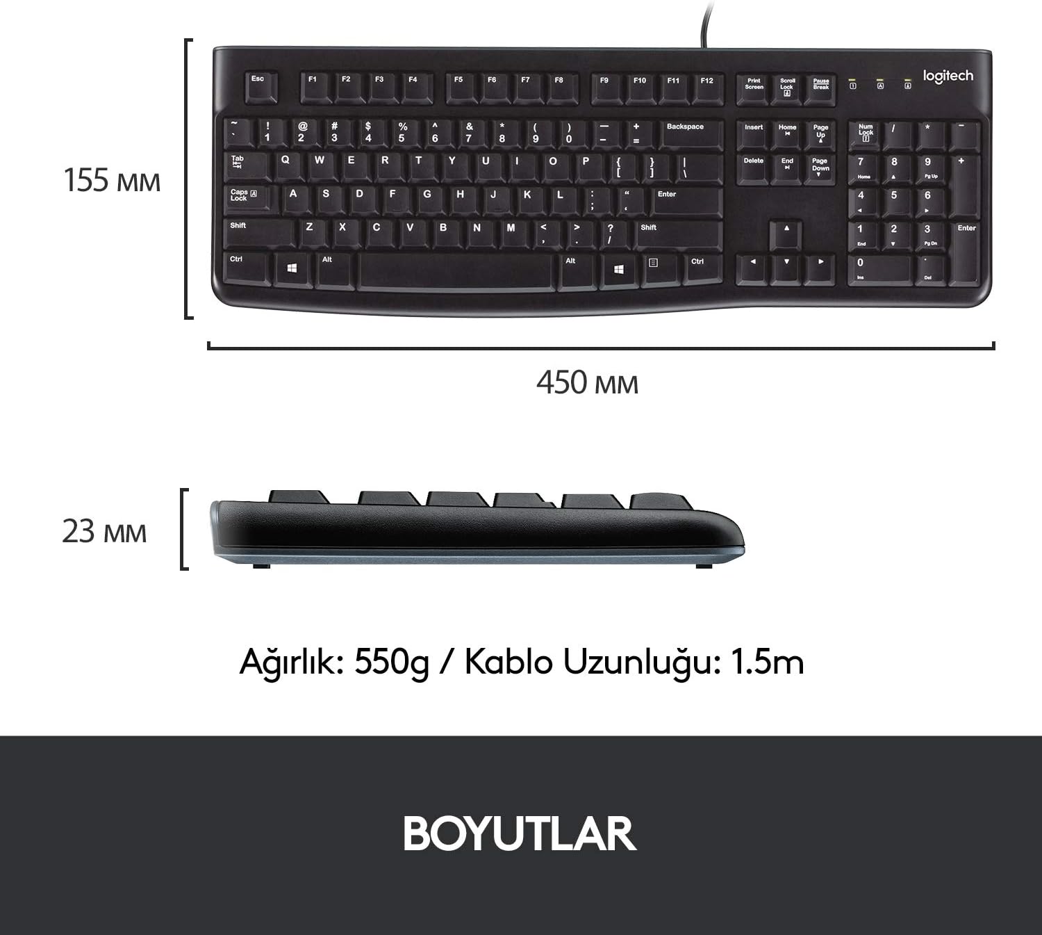 LOGITECH MK120 TÜRKÇE KABLOLU USB STANDART SİYAH Q KLAVYE+MOUSE