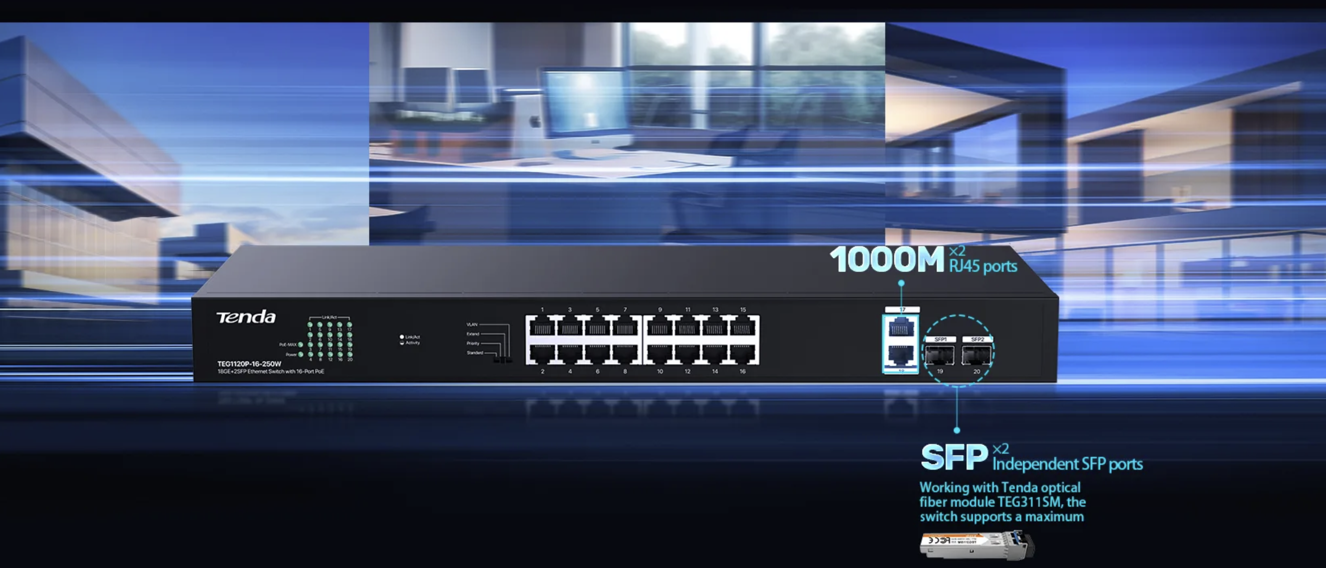 TEG1120P-16-250W 16 port poe fiyat