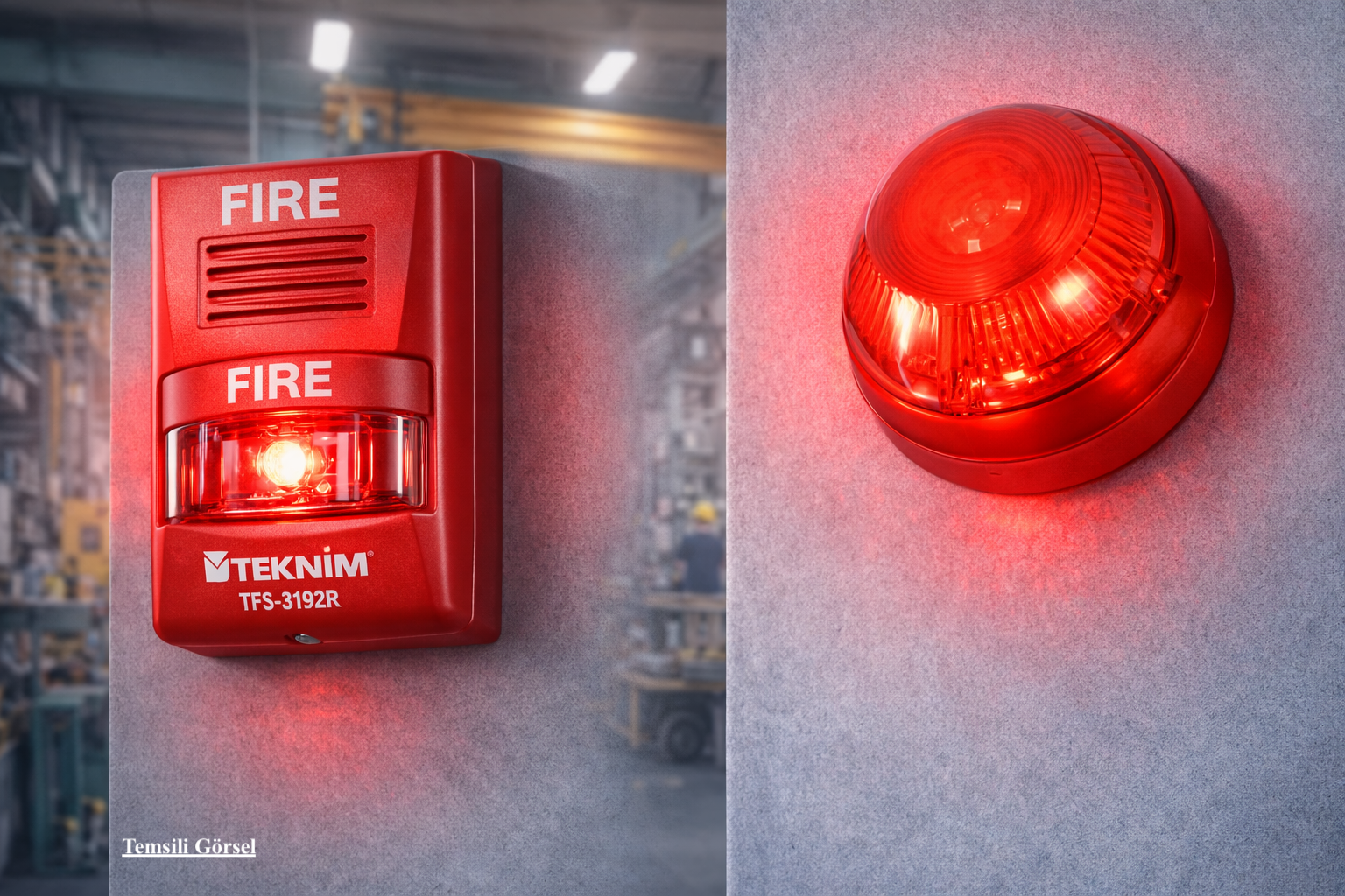 TEKNIM TFS-3192R KONVANSİYONEL FLAŞÖRLÜ YANGIN ALARM SİRENİ