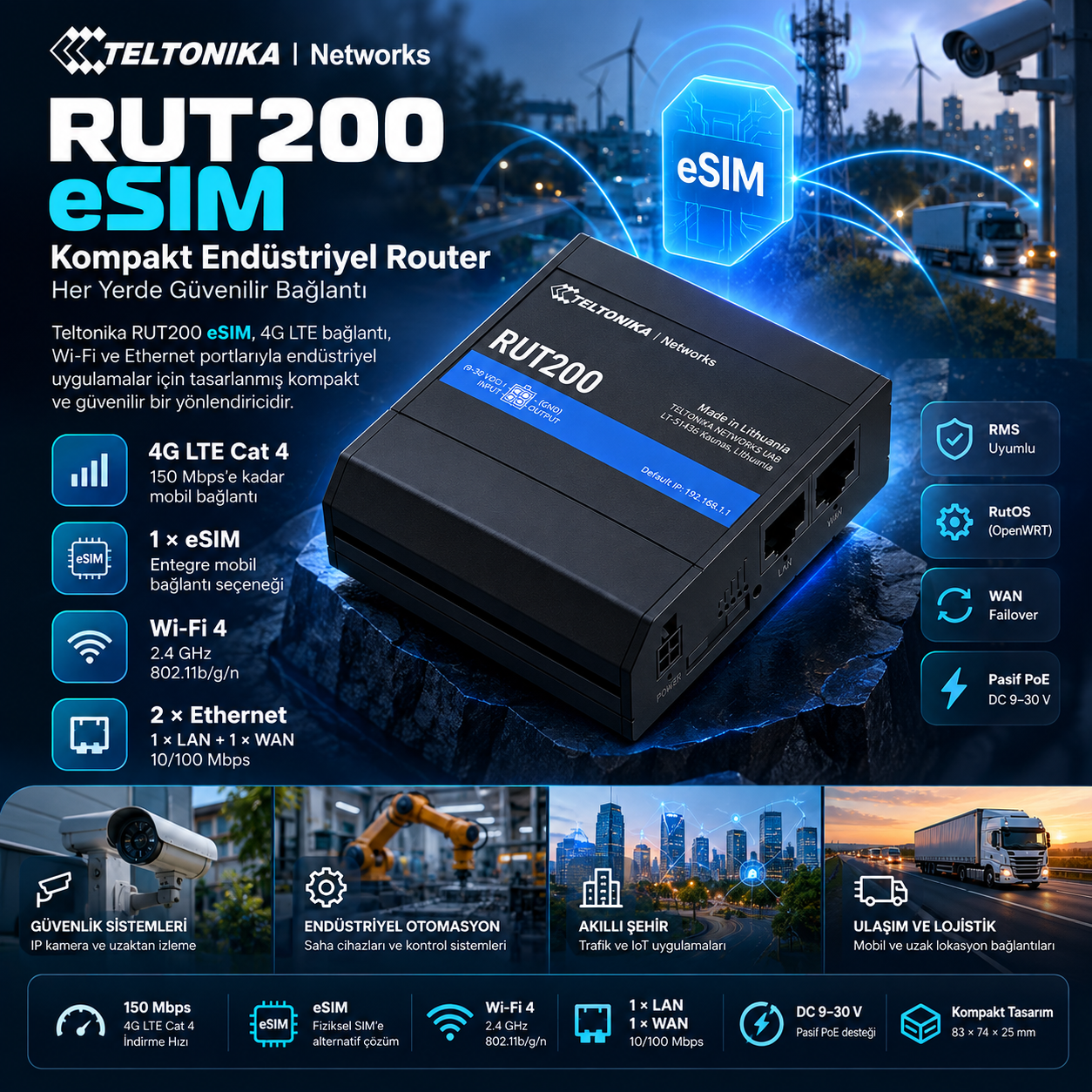 TELTONİKA RUT200 ESIM fiyat
