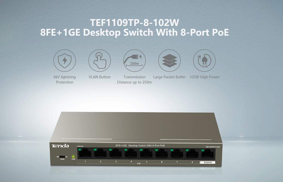 TENDA TEF1109P-8-63W switch fiyatları