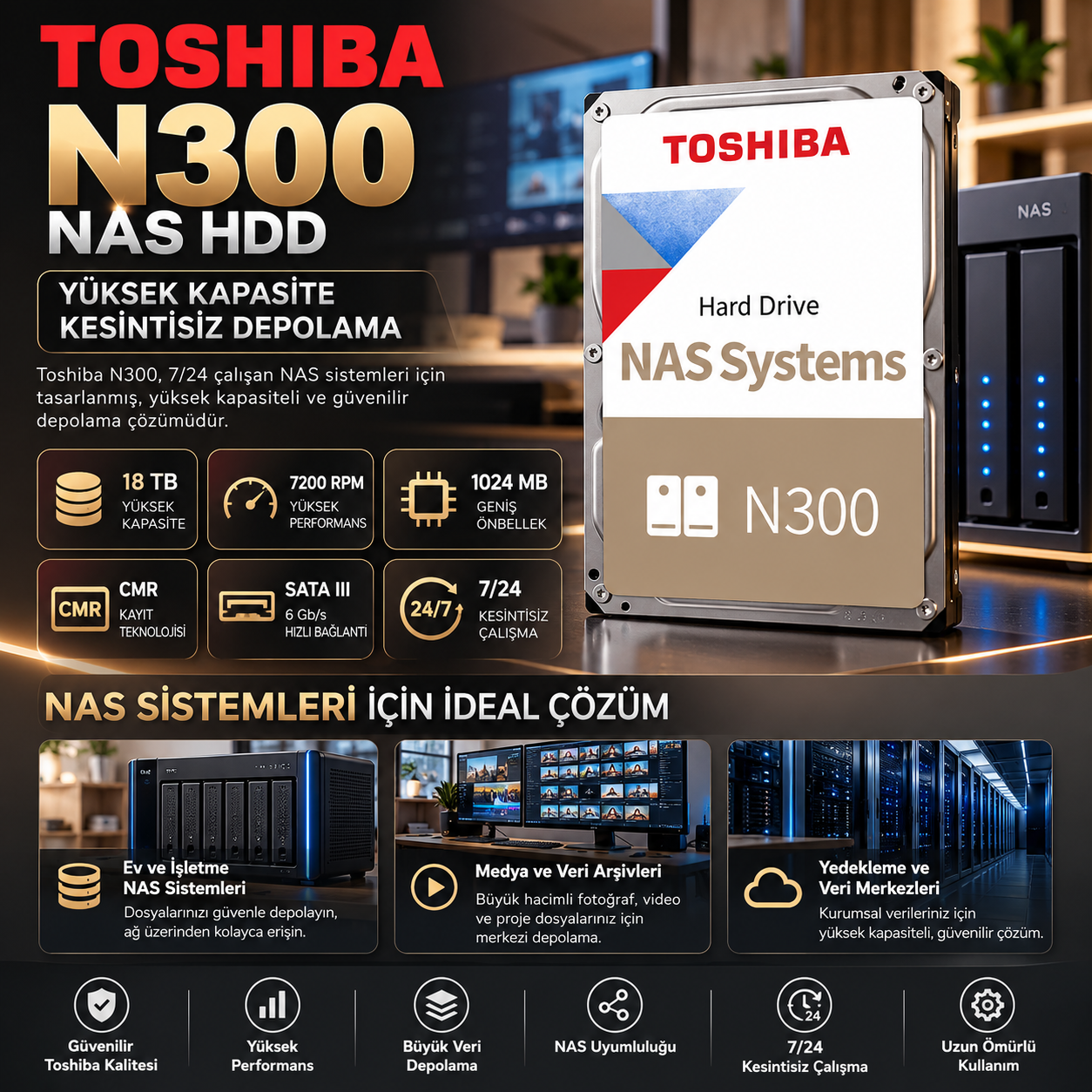 TOSHIBA N300 18TB 7200RPM 1024MB hdd fiyat