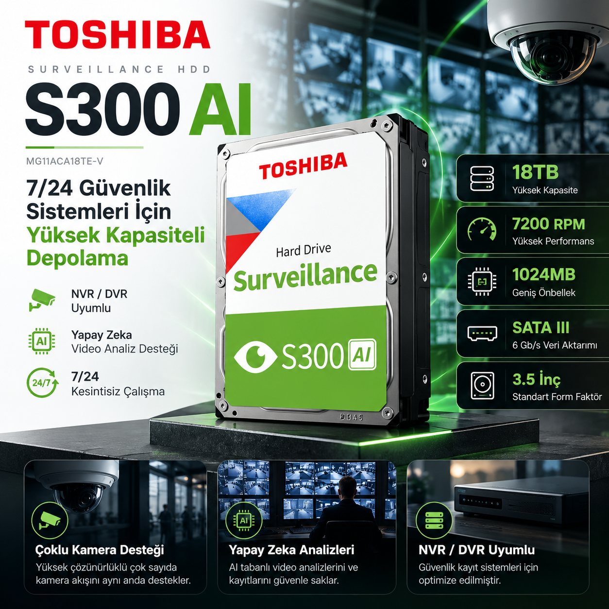 TOSHIBA S300 AI 18TB hdd fiyat