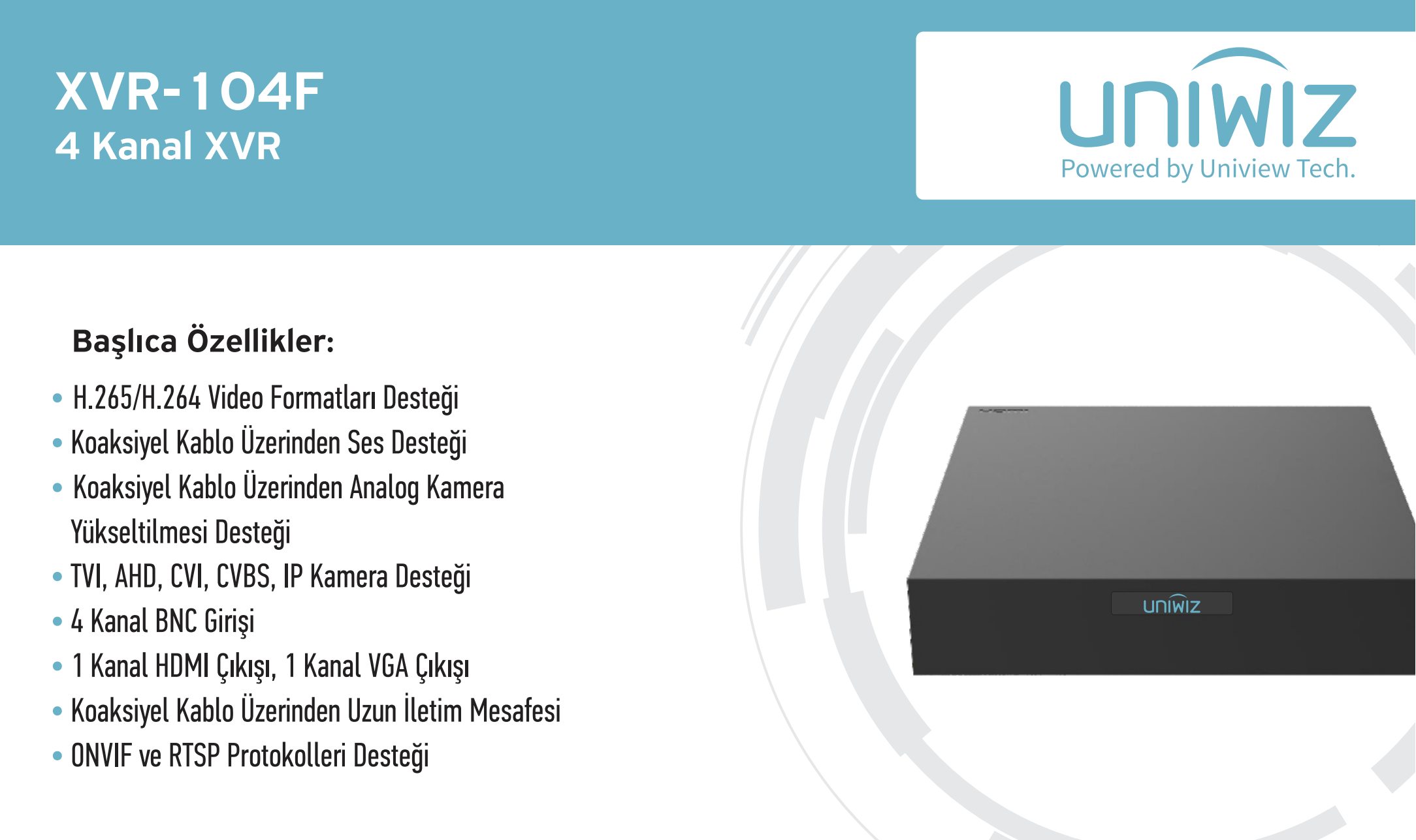 UNIWIZ XVR-104F 4 kanal fiyat