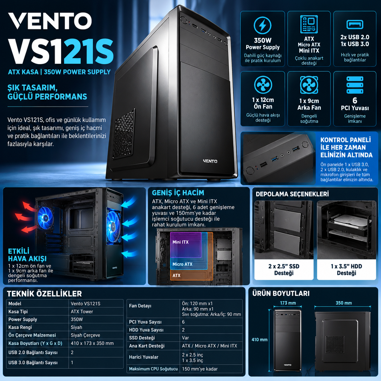 VENTO VS121S 350W kasa fiyat