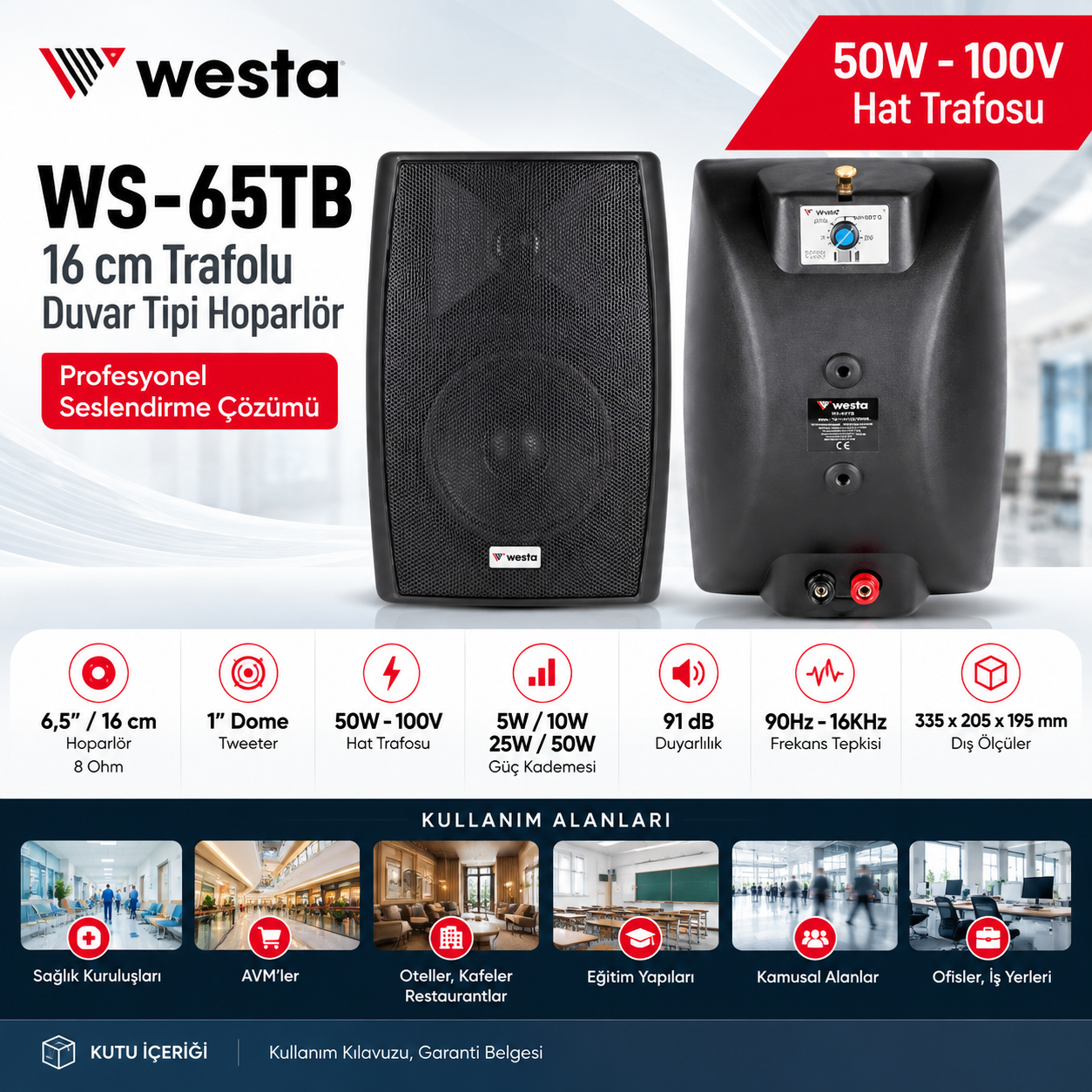 WESTA WS-65TB 16CM SİYAH PLASTİK KABİN HOPARLÖR