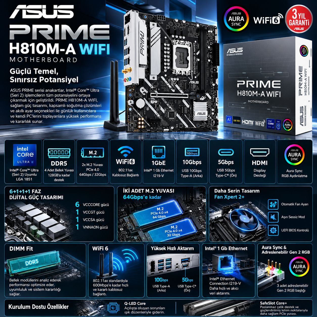 ASUS PRIME H810M-A WIFI DDR5 WiFi 6 anakart