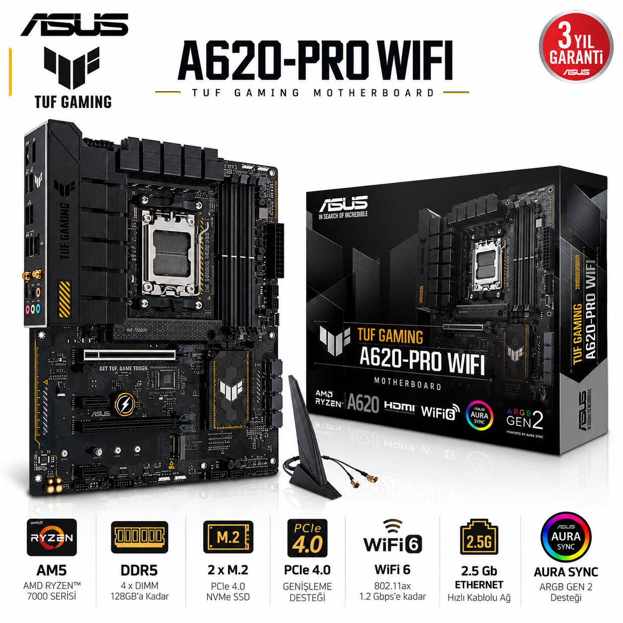 ASUS TUF GAMING A620-PRO WIFI AM5 DDR5 WiFi 6 anakart