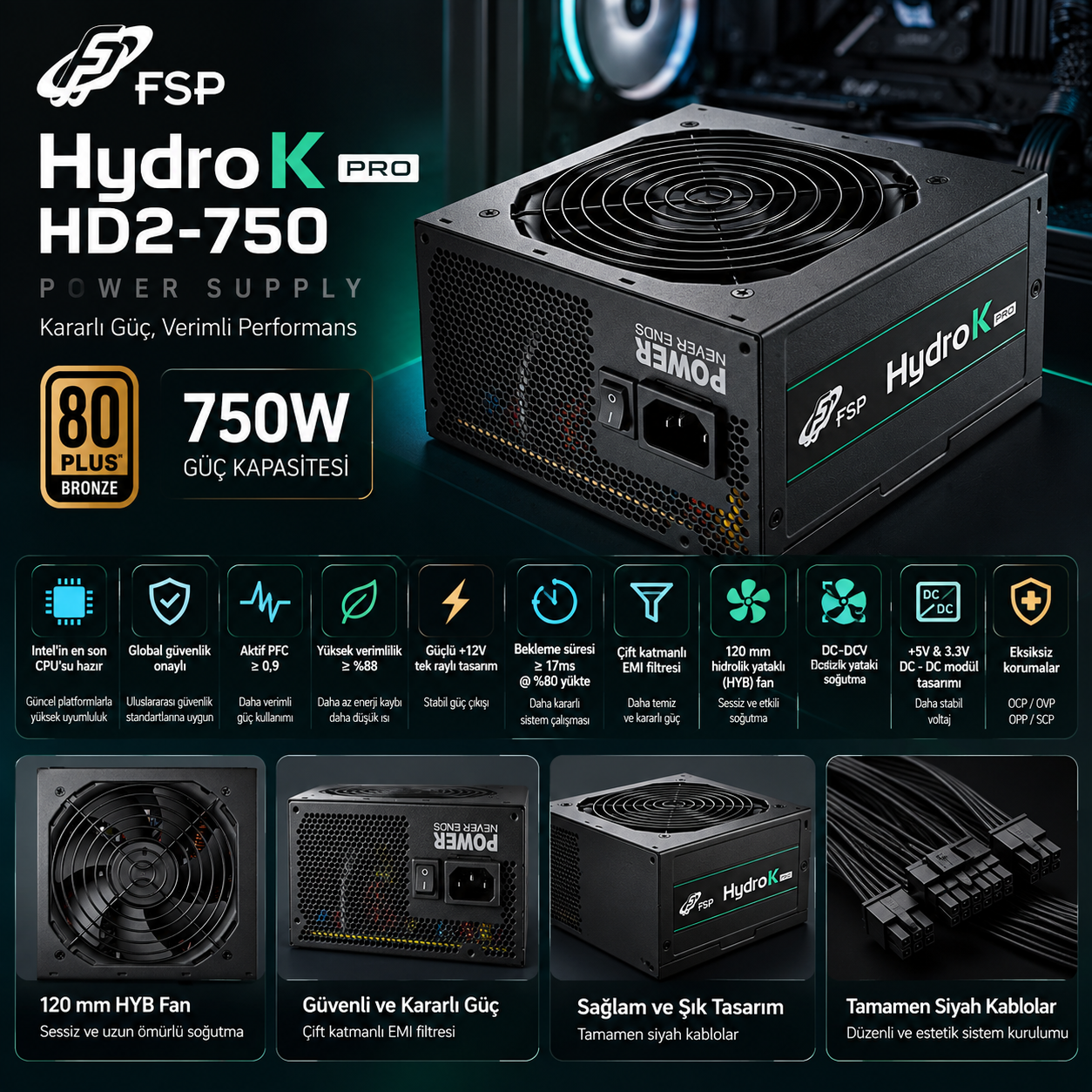 FSP HYDRO K PRO HD2-750 750W 80 Plus Bronze power supply