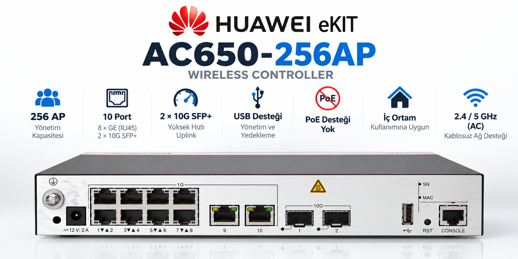 HUAWEI eKIT AC650-256AP 256 AP 10 port 2x10G SFP+ Wireless Controller