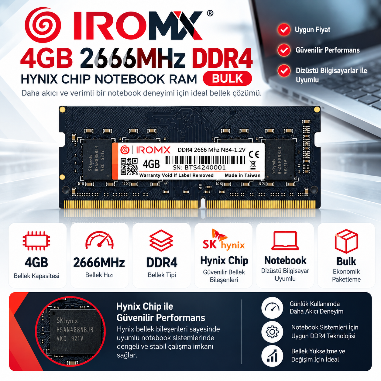 IROMX 4GB 2666MHz DDR4 Hynix chip notebook RAM