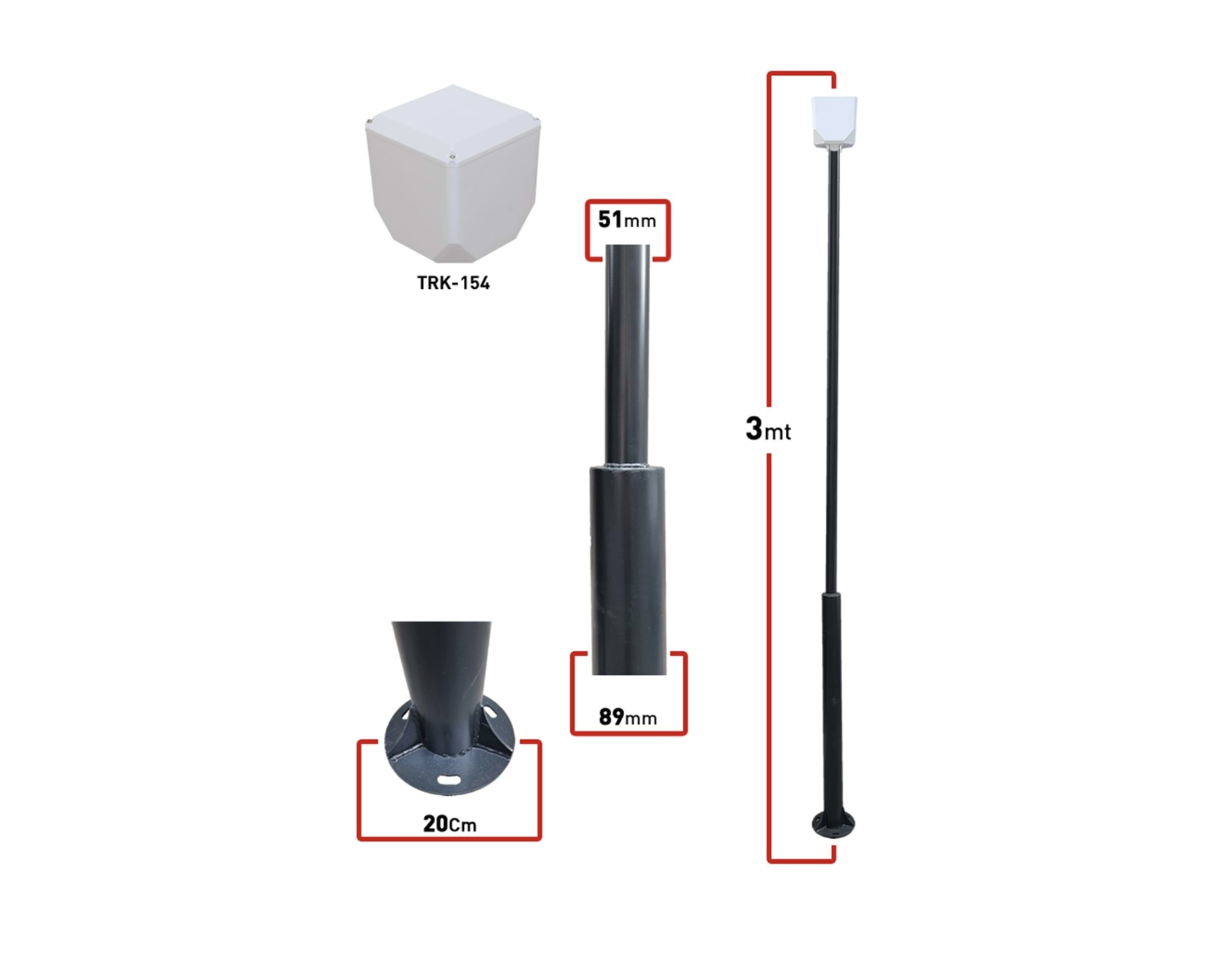 TRK 3 METRE 89x51x2MM (+ KÜP) KAMERA DİREK