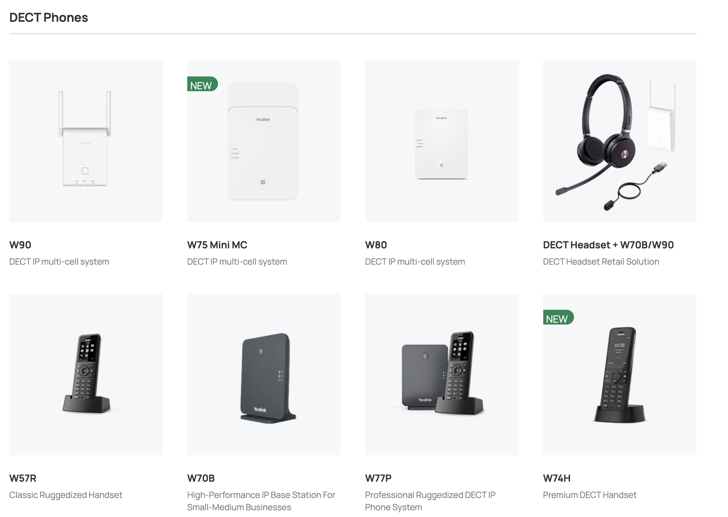 Yealink dect serisi modelleri