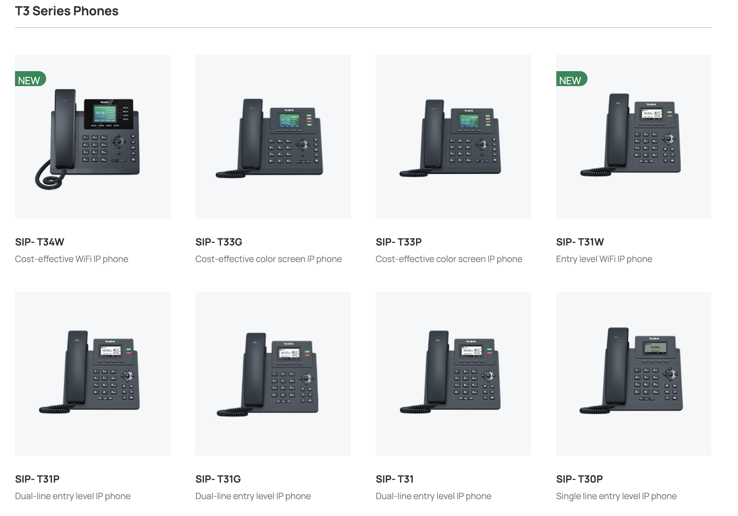 Yealink T3 serisi telefon modelleri