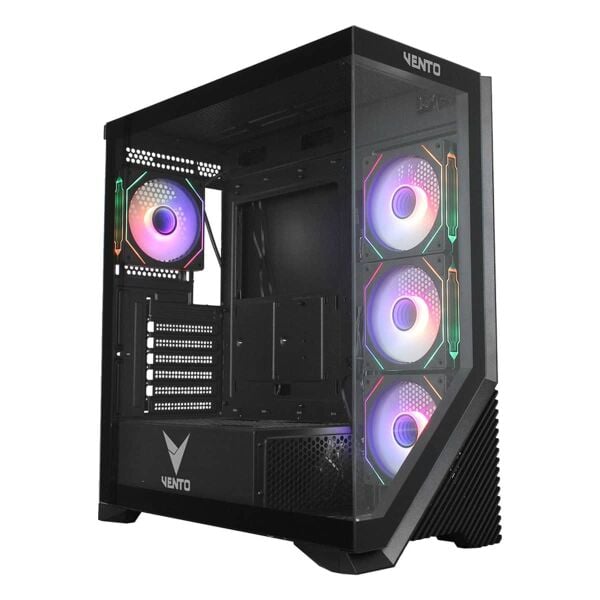 VENTO VG4202FLA 1000W 80+ GOLD 4x12CM ARGB FAN E-ATX TEMPERLİ CAM 2xUSB2.0/1xUSB3.0 SİYAH GAMING KASA