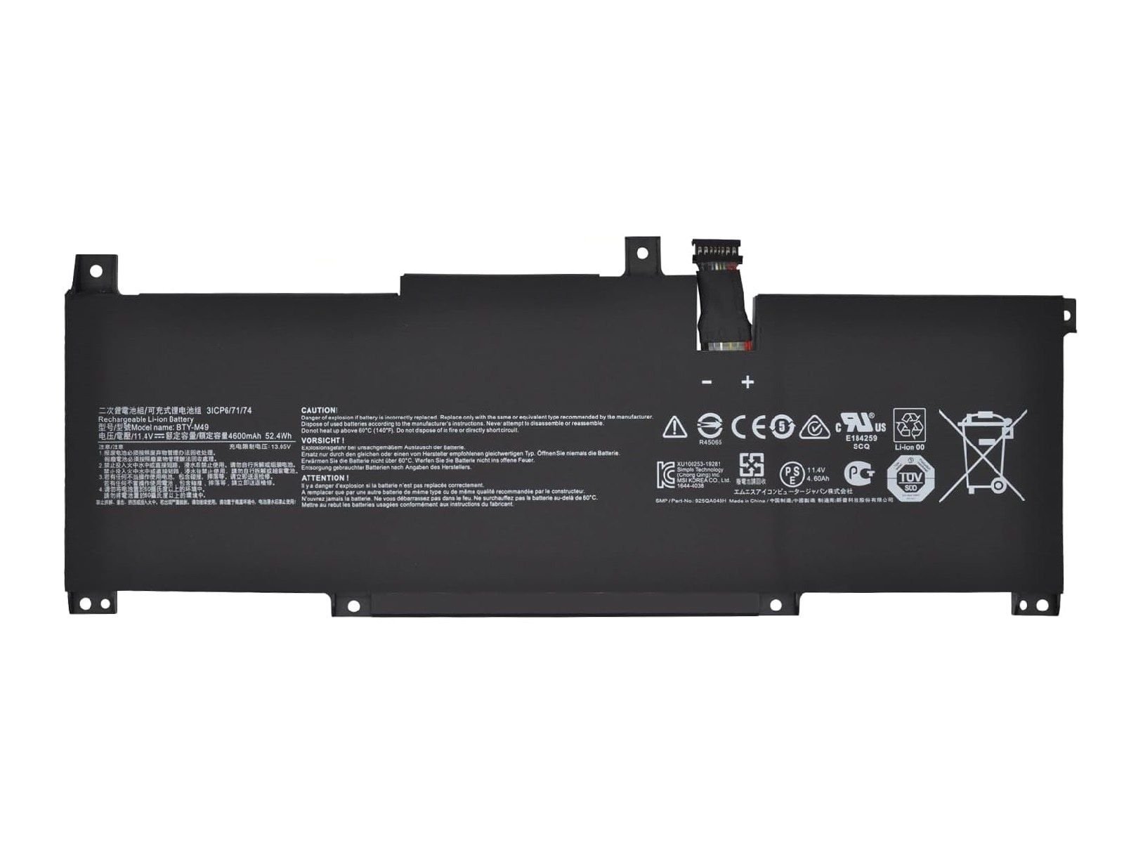 RETRO MSI BTY-M49 Notebook Bataryası - Ver.1 - Siyah Soket