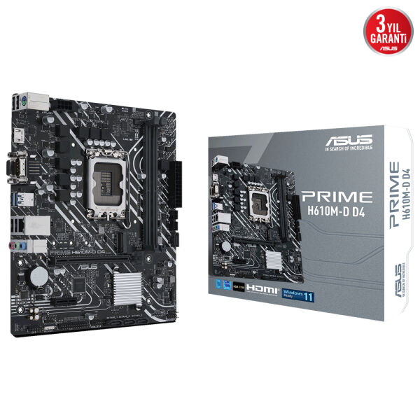 ASUS PRIME H610M-D D4 2xDDR4 VGA/HDMI 1xM.2 1xGLAN 1700P ANAKART