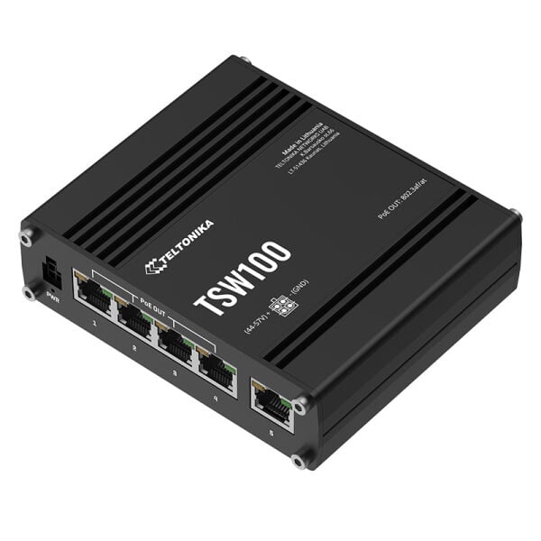 TELTONİKA TSW100 4 PORT 10/100/1000 4 PORT POE 1 PORT UPLINK 120W YONETILEMEZ ENDÜSTRİYEL SWITCH