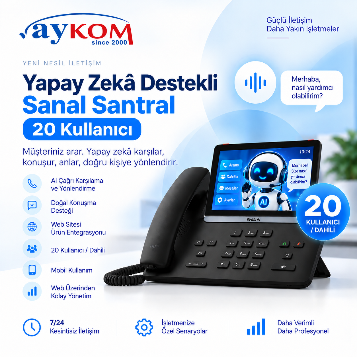 Yapay Zekâ Destekli Sanal Santral 20 Kullanıcı