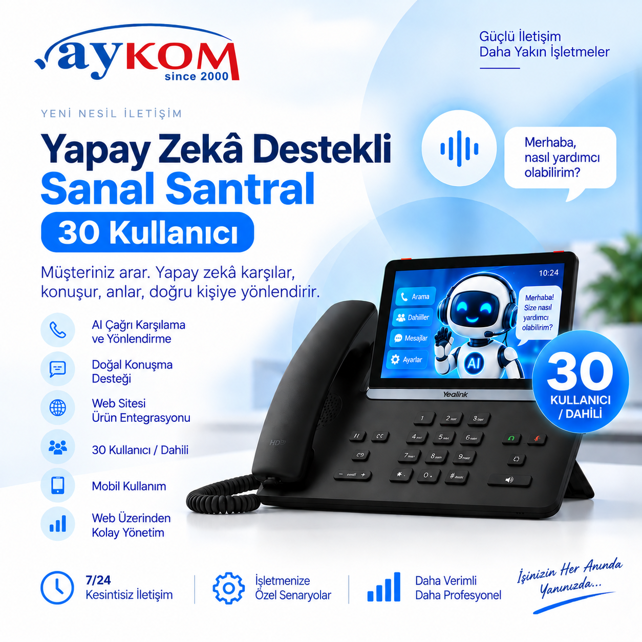 Yapay Zekâ Destekli Sanal Santral 30 Kullanıcı