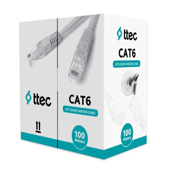 TTEC KBL-CAT6-23CCA/IN100G 100MT U/UTP CAT6 NETWORK PVC KABLO GRI CCA 0.55MM