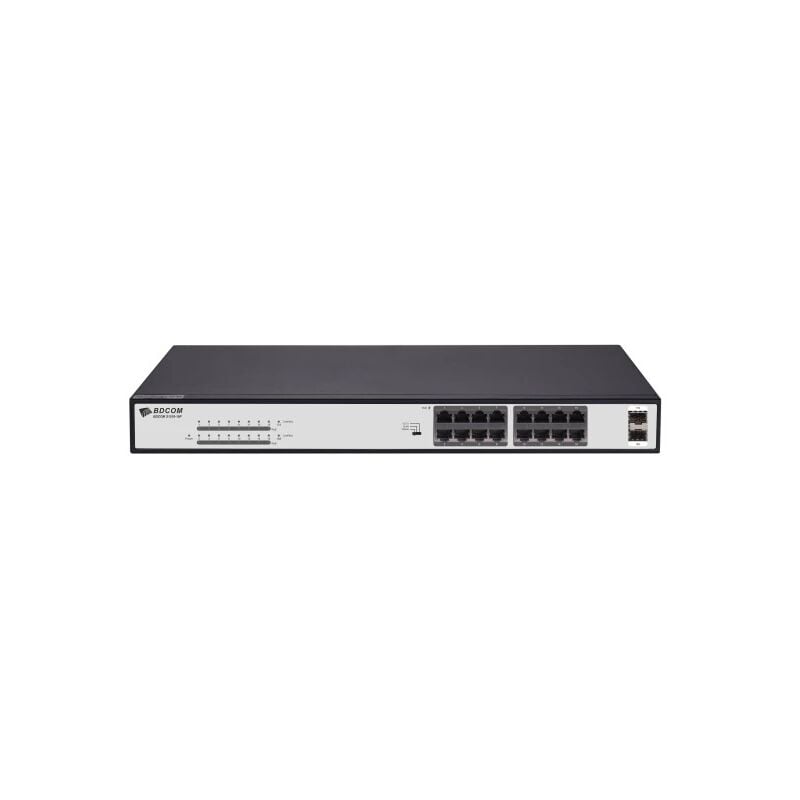 BDCOM S1518-16P 16 PORT 10/100/1000 16 PORT POE 2 PORT GIGABIT UPLINK 240W YONETILEMEZ RACK MOUNT SWITCH