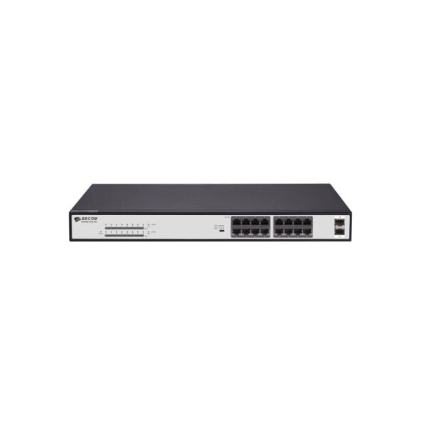 BDCOM S1518-16P 16 PORT 10/100/1000 16 PORT POE 2 PORT GIGABIT UPLINK 240W YONETILEMEZ RACK MOUNT SWITCH